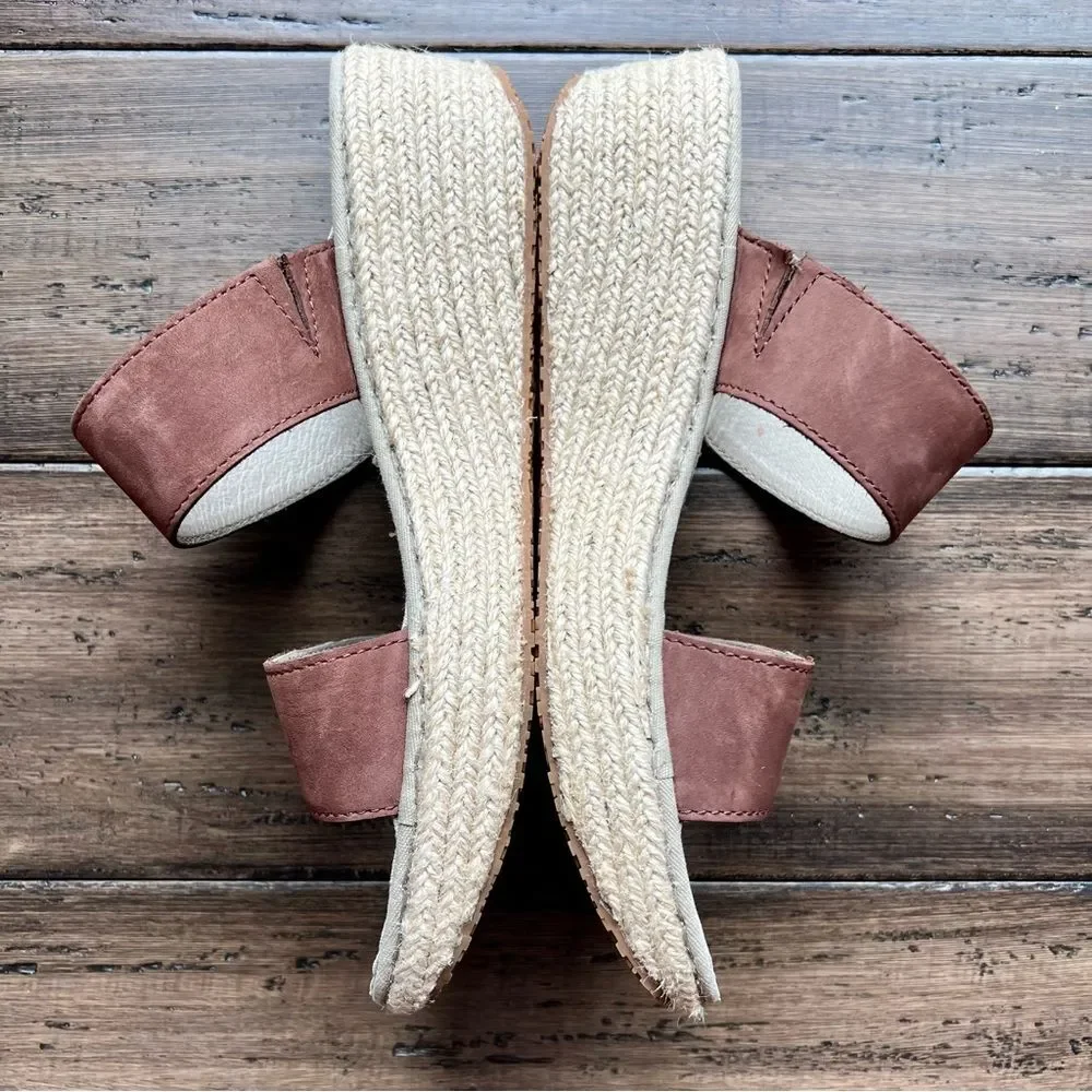 EDDIE BAUER Travel Platform Espadrille SandalS Suede Brown Size 10